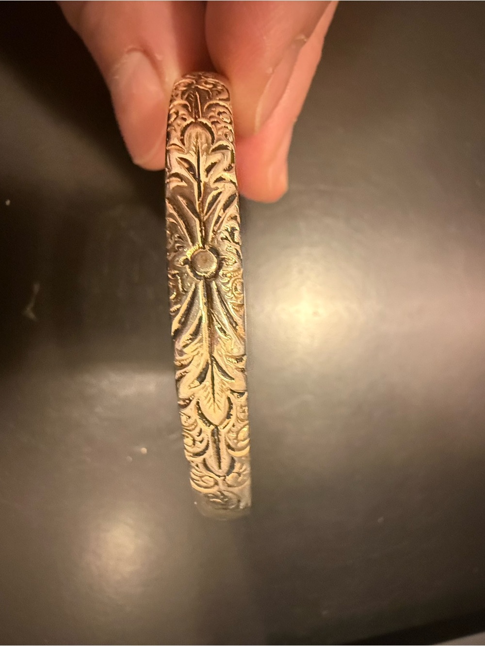 Vintage Whiting & Davis Floral Etched Bracelet in Gold/Silver Tone